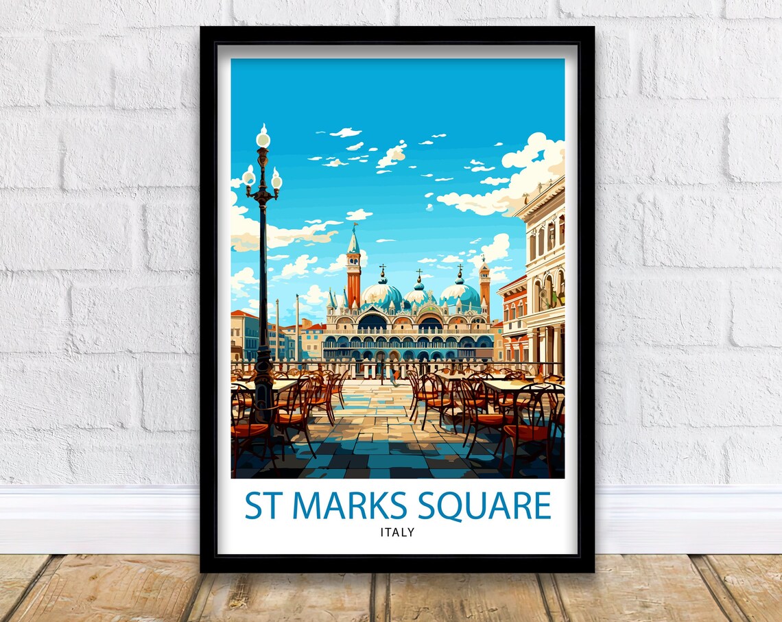 St Marks Square Venice Travel Poster, Europe Wall Decor