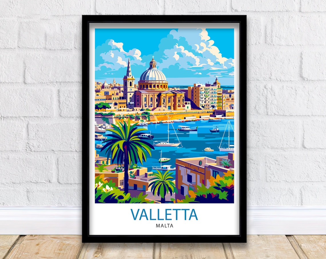 Valletta Malta Travel Poster, Malta Illustration