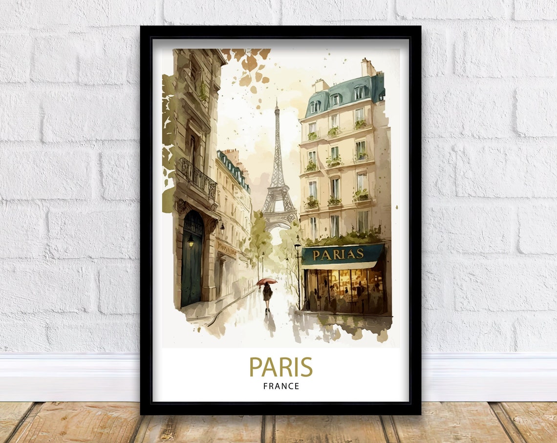 Paris France Travel Print Paris Wall Art Eiffel Tower Art France Travel Poster Paris Home Decor French Illustration Parisian Art Print