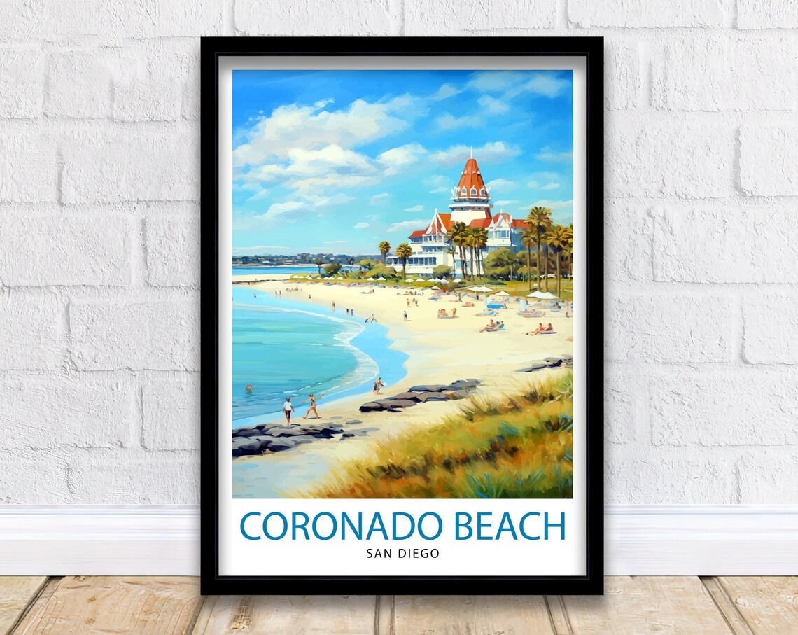 Coronado Beach California Travel Poster, Pacific View