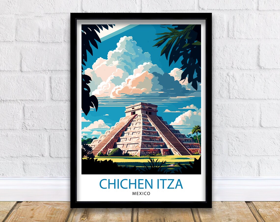 Chichen Itza Travel Print, Mexico Mayan Ruins