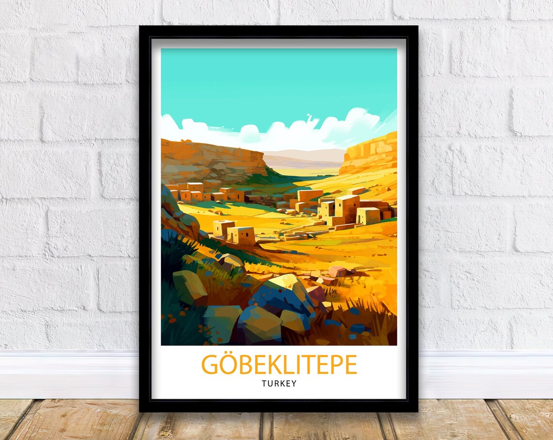 Gobeklitepe Turkey Golden Plain Ancient Stones Vintage Travel Poster