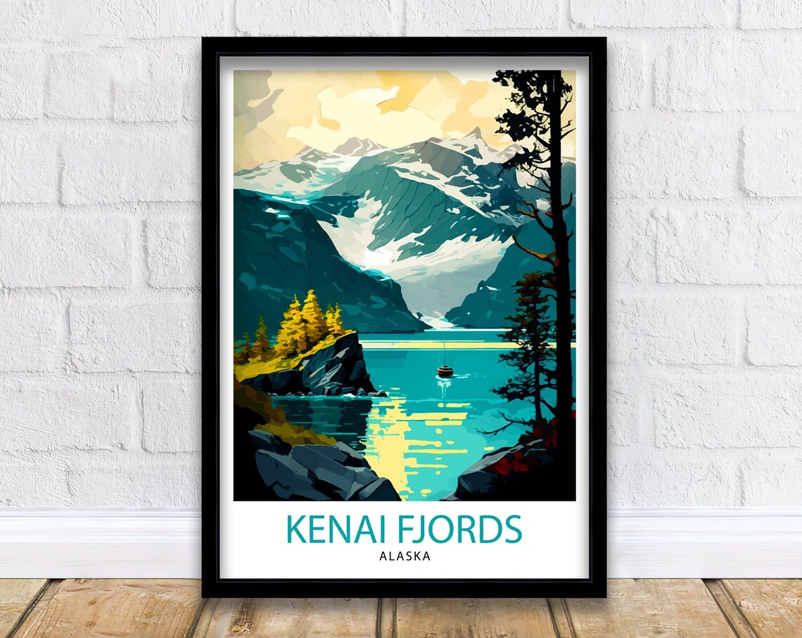 Kenai Fjords Alaska Glacial Bay Boat Glacier Cruise Travel Poster