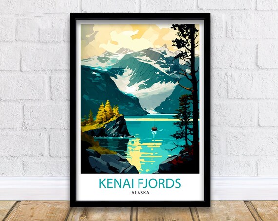 Kenai Fjords Alaska Glacial Bay Boat Glacier Cruise Travel Poster