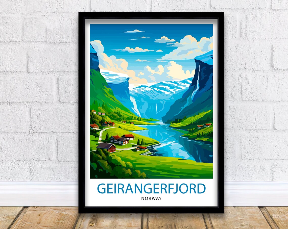 Geirangerfjord Norway Travel Poster, European Place