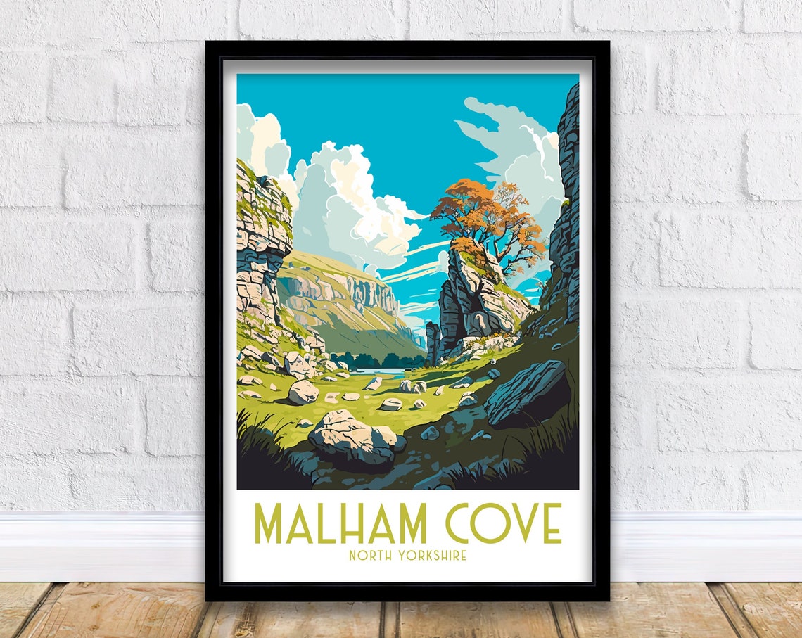 Malham Cove North Yorkshire Limestone Cliffs Valley Landscape Poster