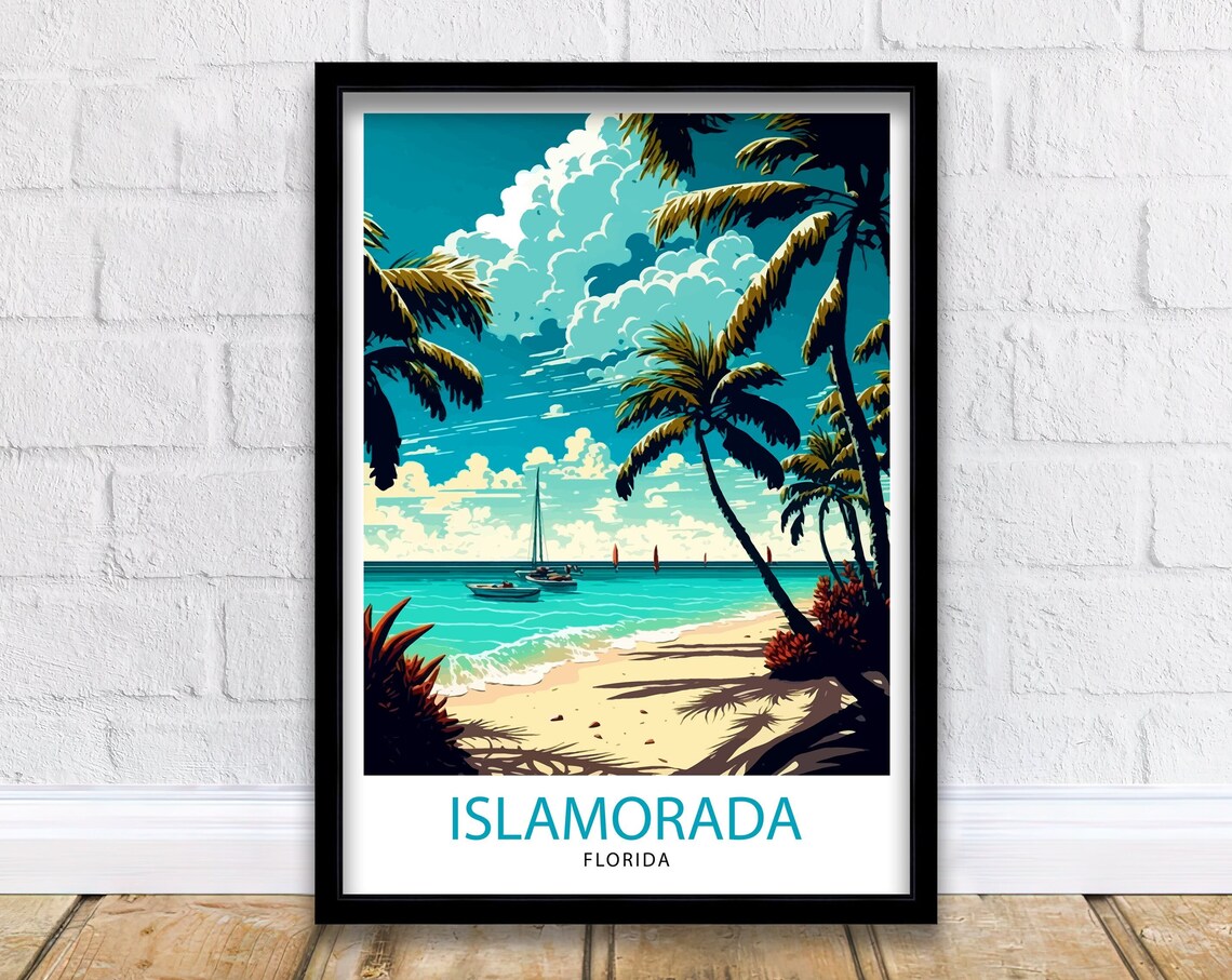 Islamorada Florida Travel Poster, Florida Keys Illustration