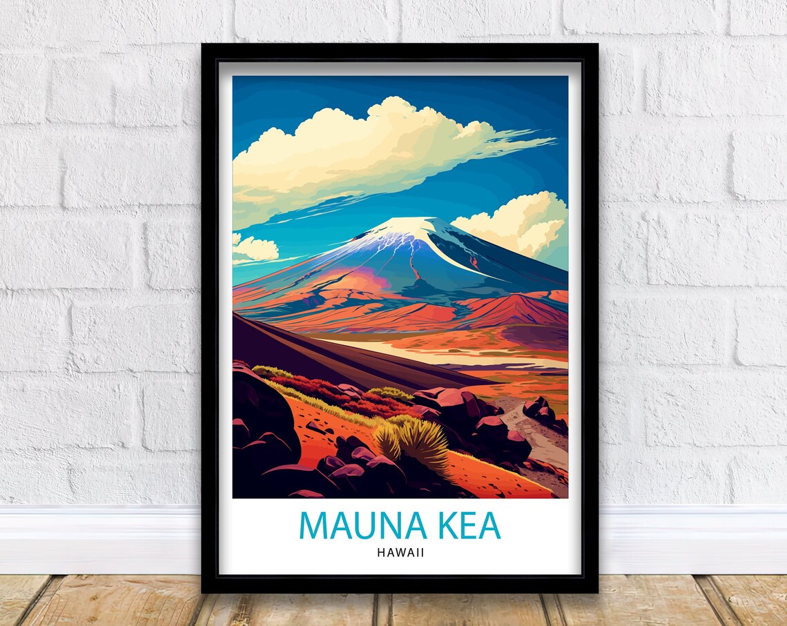 Mauna Kea Hawaii Snowcapped Volcano Lava Landscape Sunset Art Poster