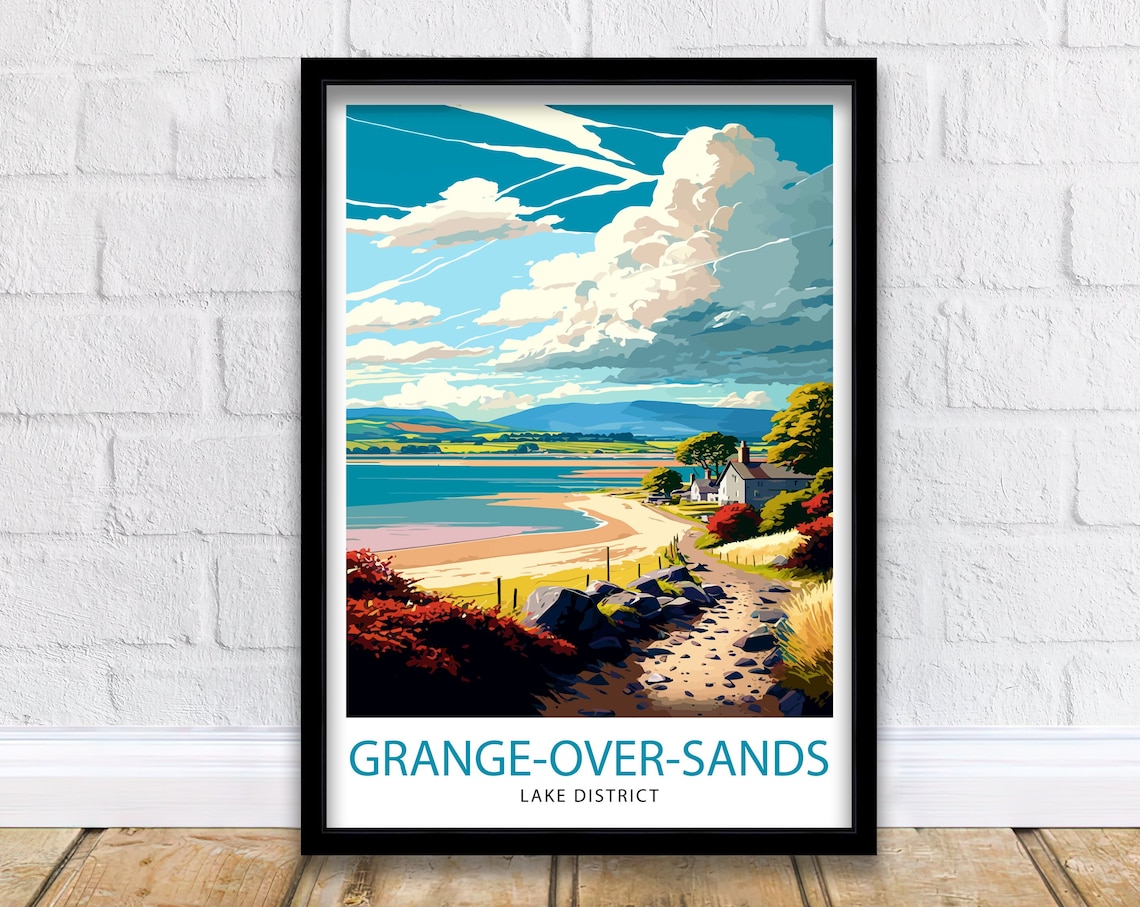 Grange Over Sands Lake District Travel Poster