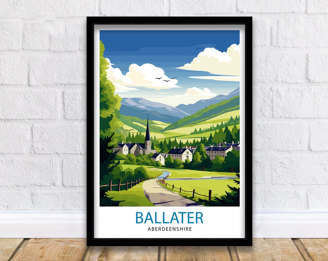 Ballater Aberdeenshire Travel Print Ballater Wall Decor Ballater Poster Aberdeenshire Travel Prints Ballater Art Print Ballater Illustration