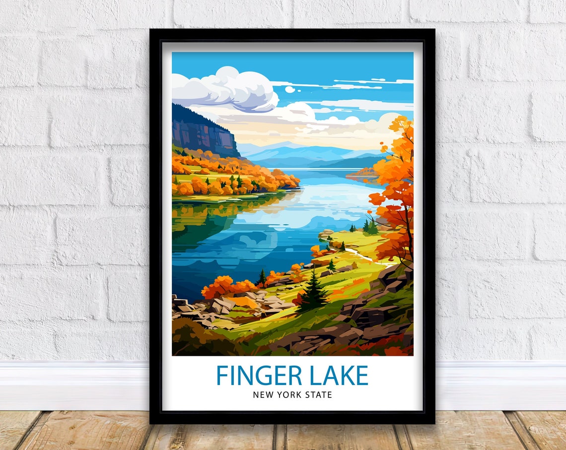 Finger Lake New York State Autumn Shoreline Cliff View Poster