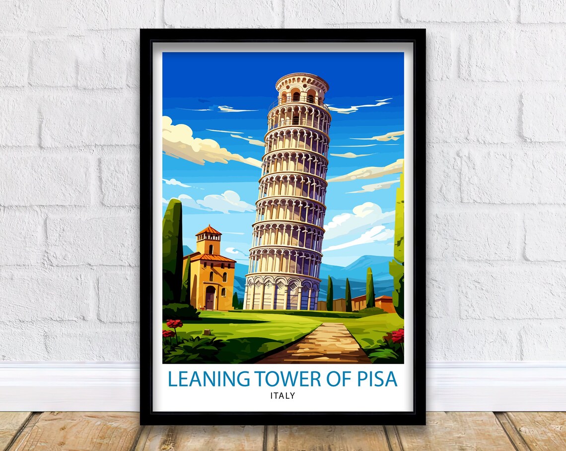 Leaning Tower Of Pisa Italy Travel Print Pisa Wall Decor Pisa Poster Italy Travel Prints Pisa Art Print Pisa Illustration Pisa