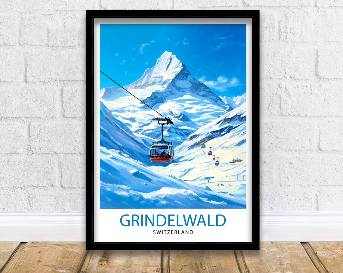 Grindelwald Switzerland Travel Poster, Europe Wall Decor