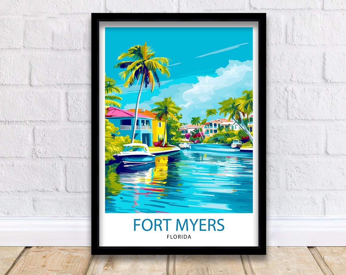 Fort Myers Beach Florida Travel Poster, Beach Art Print