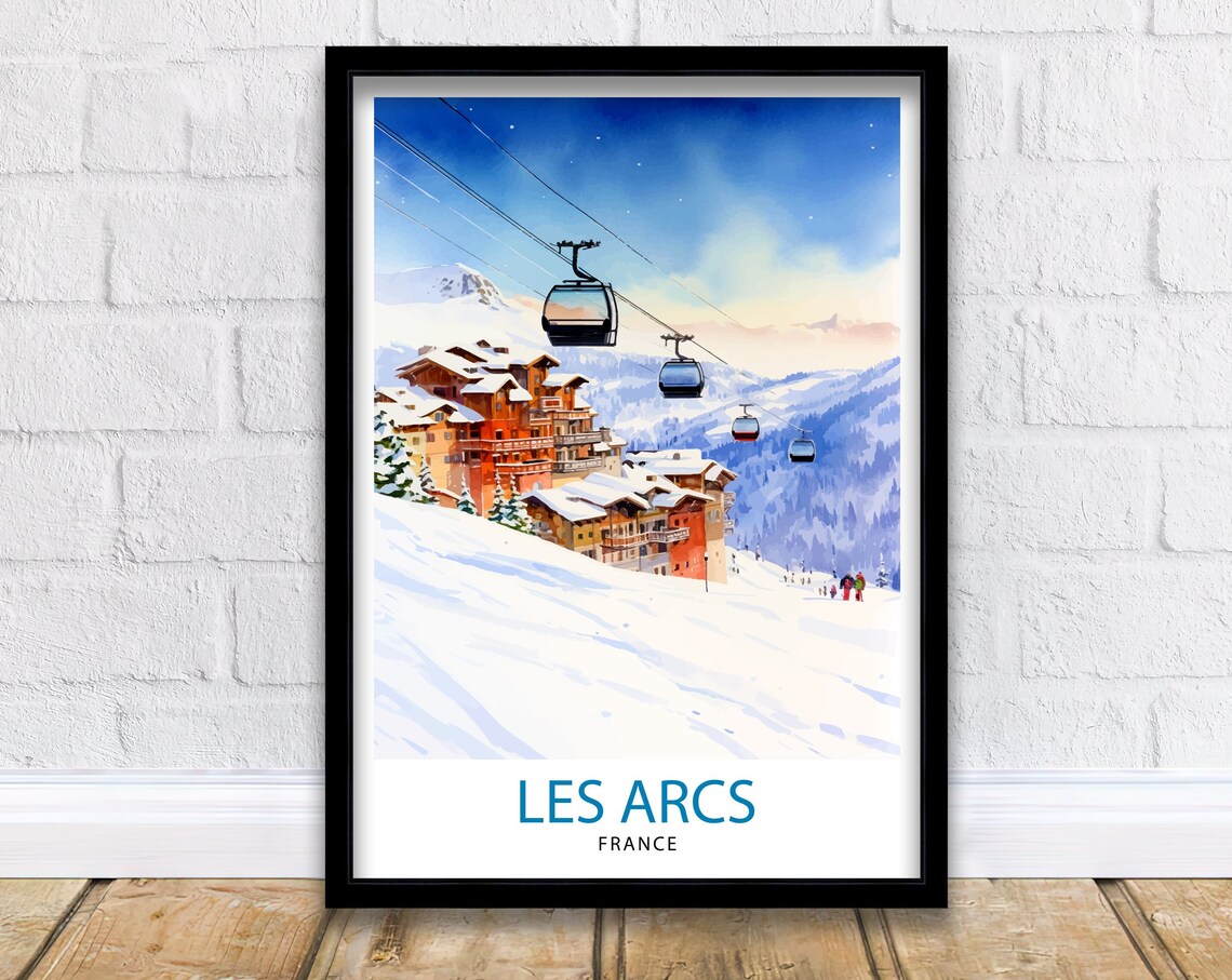 Les Arcs France Travel Poster, Ski Resort Decor