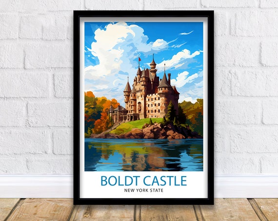 Boldt Castle New York State Travel Print New York Wall Decor Thousand Islands Poster Ny State Travel Prints Boldt Castle Art Print Thousand