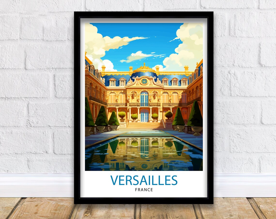 Versailles France Royal Palace Marble Court Watercolor Poster