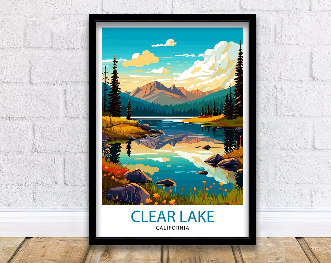 Clear Lake California Travel Poster, Home Decor