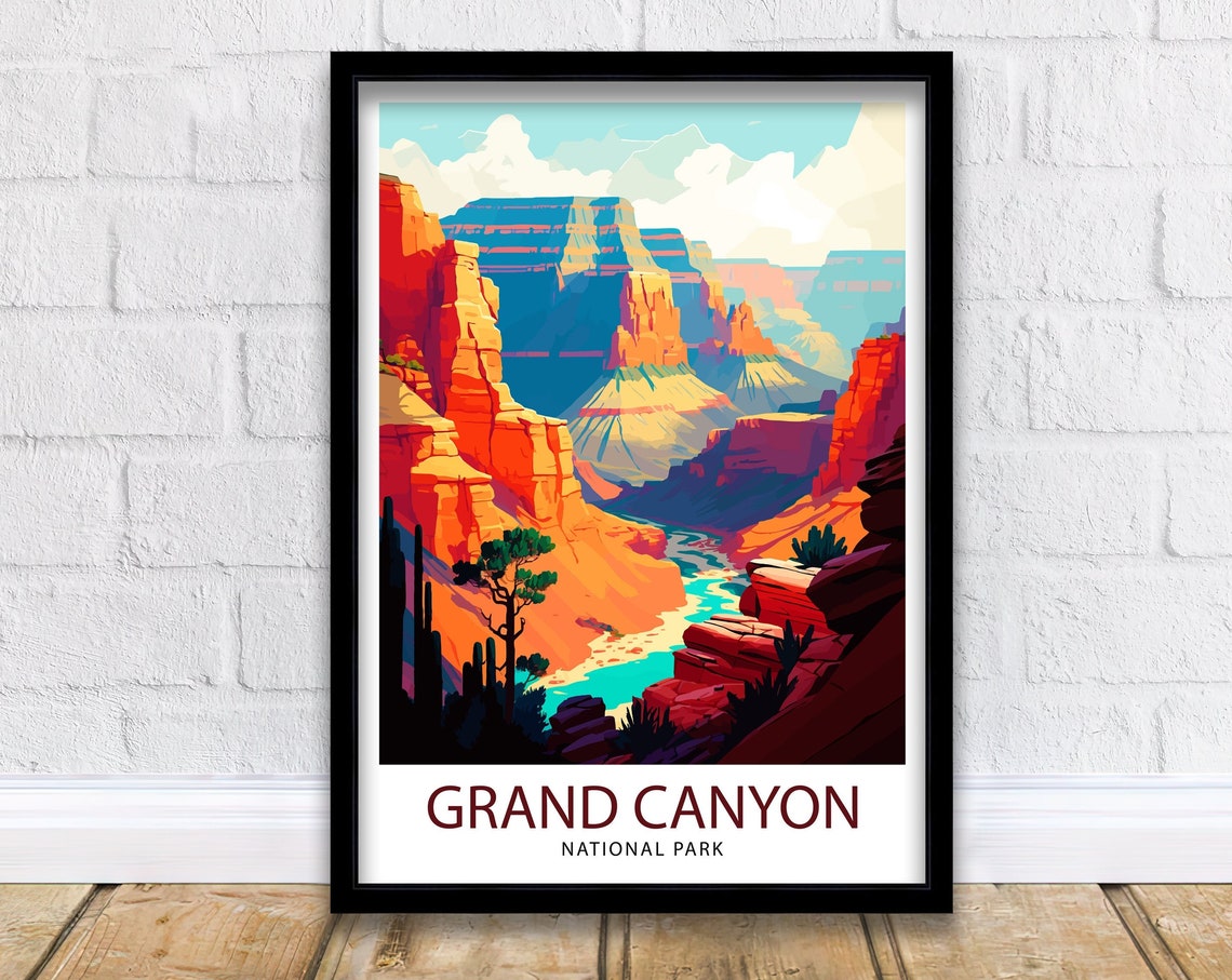 Grand Canyon Travel Print Grand Canyon Wall Art Arizona Travel Poster Grand Canyon National Park Usa Illustration Grand Canyon Souvenir