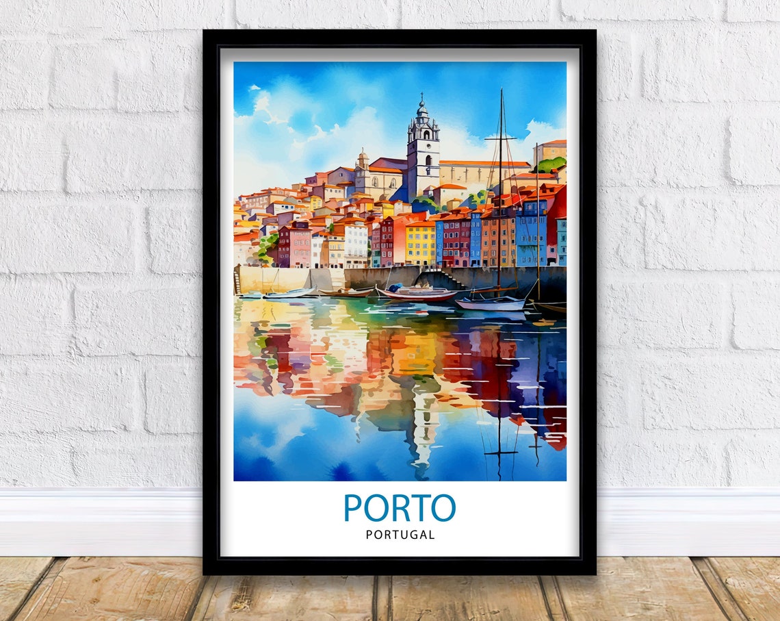 Porto Portugal Colorful Riverside Old Town Reflection Poster