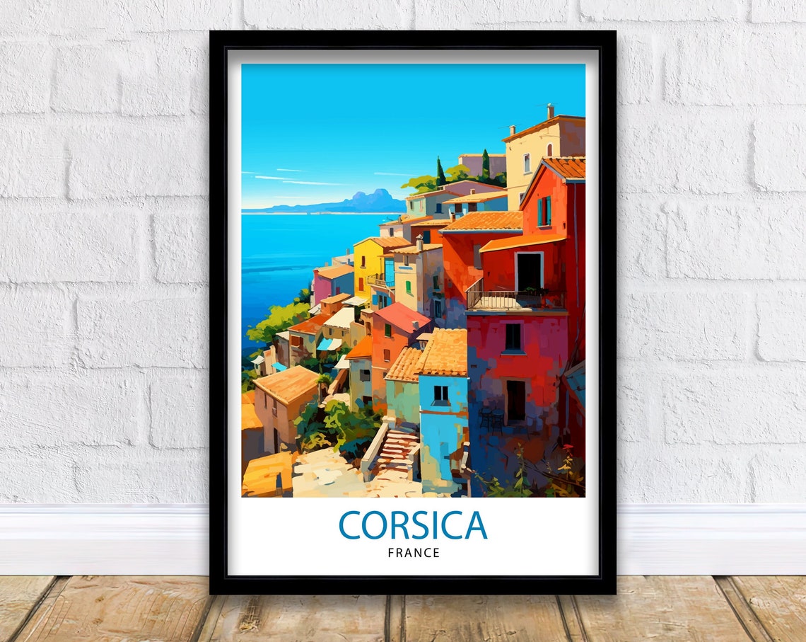 Corsica France Travel Print Corsica Wall Decor Corsica Poster France Travel Prints Corsica Art Print Corsica Illustration Corsica Wall Art