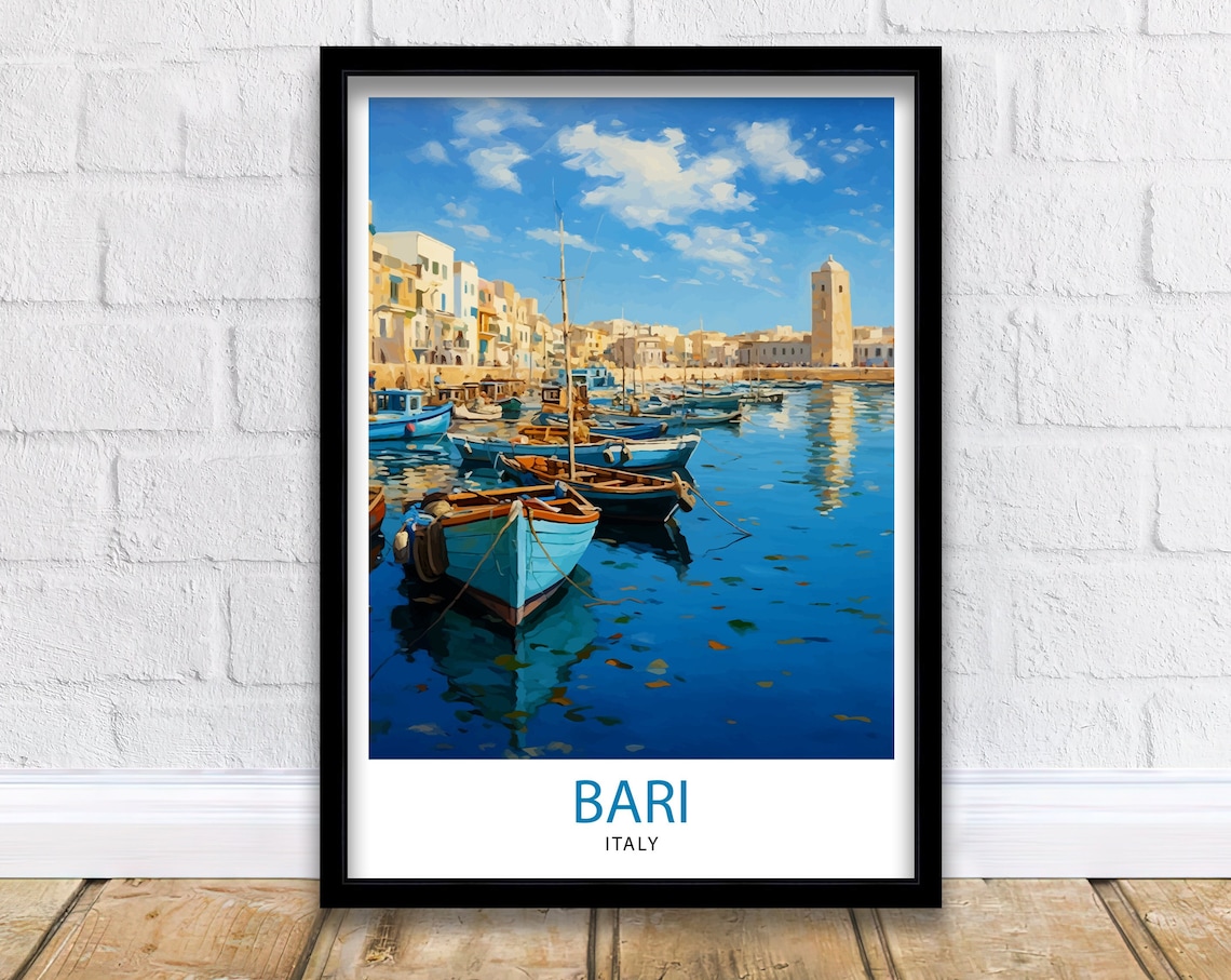 Bari Italy Travel Poster, Europe Wall Decor