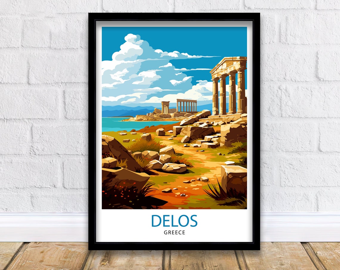 Delos Greece Travel Print Delos Island Wall Decor Delos Poster Greek Island Travel Prints Delos Art Print Delos Illustration Delos Wall Art