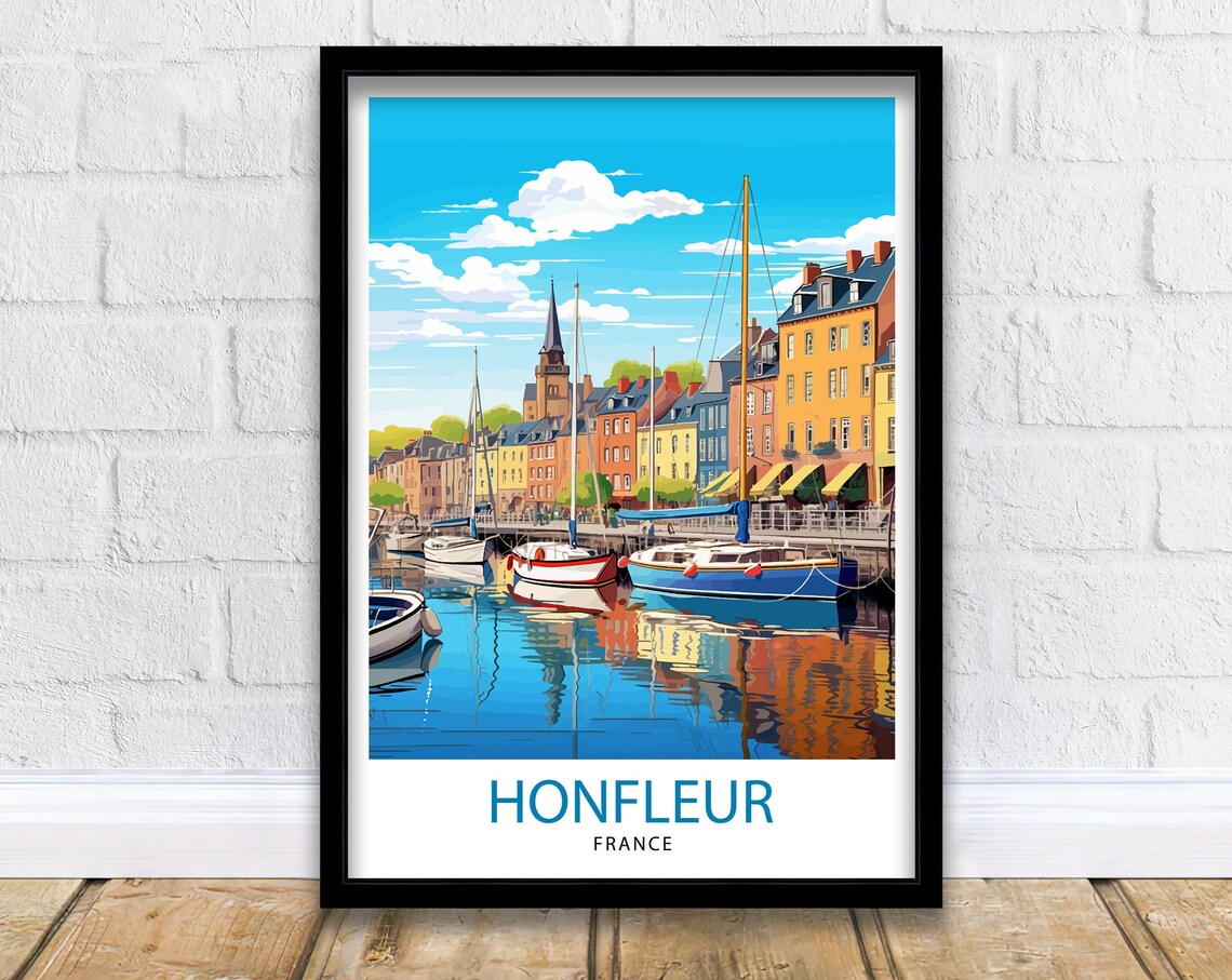 Honfleur France Colorful Harbor Boats and Quayside Houses Poster