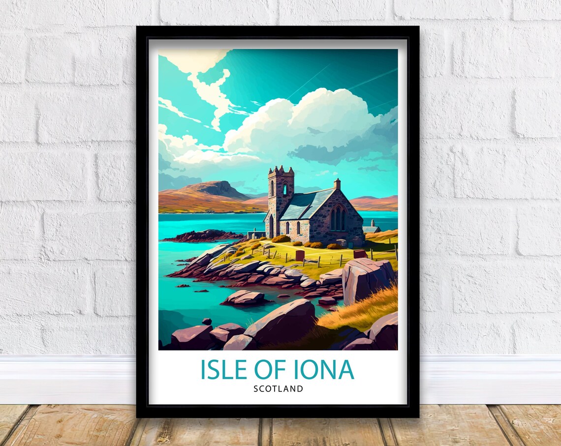 Isle Of Iona Scotland Travel Poster, Wall Decor