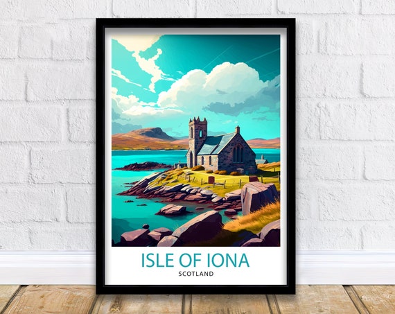 Isle Of Iona Scotland Travel Poster, Wall Decor