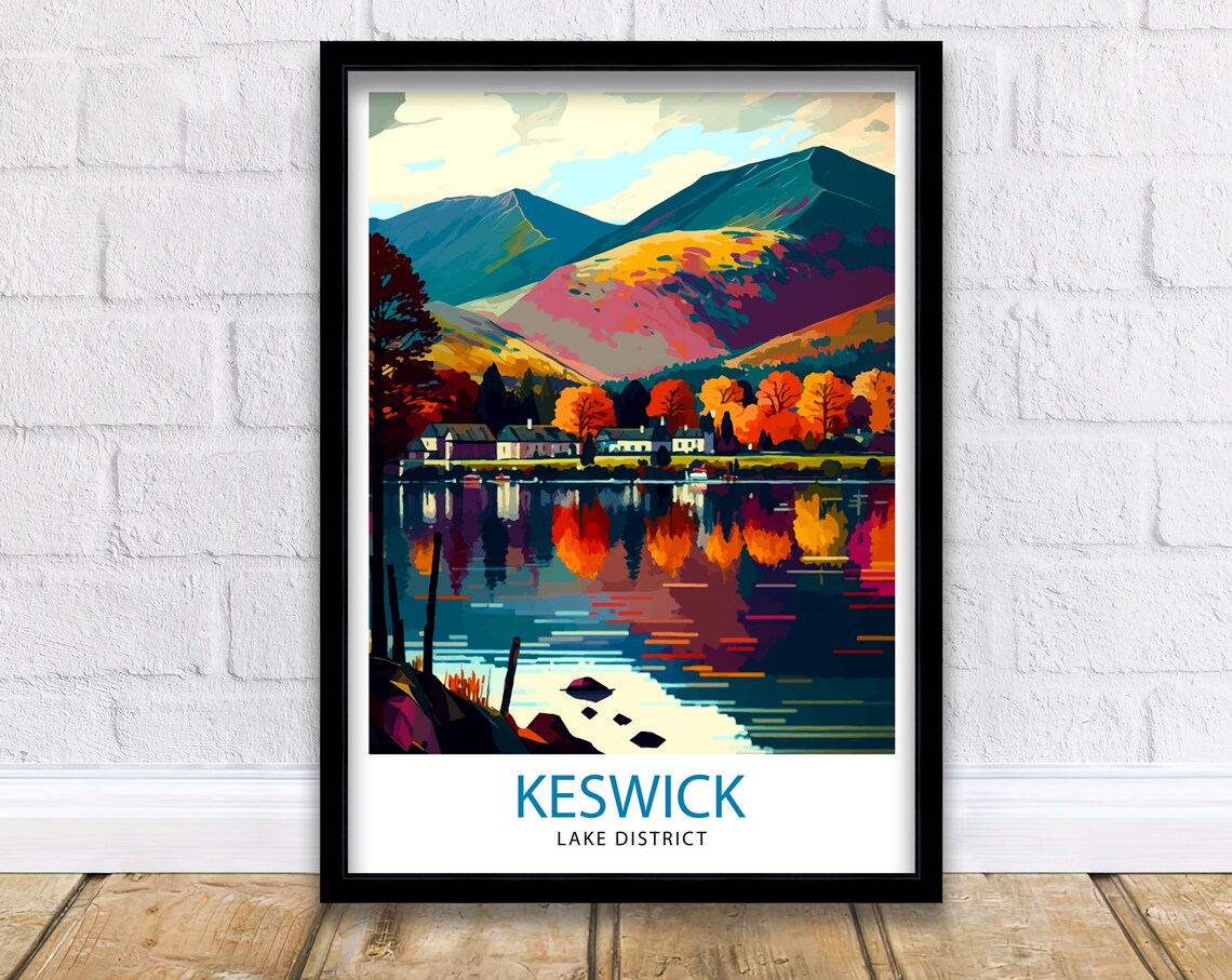 Keswick Lake District Travel Poster, Wall Decor