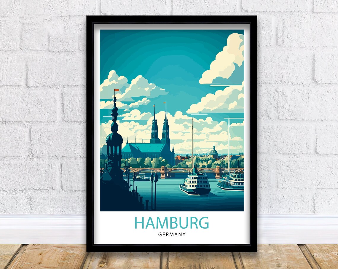 Hamburg Germany Travel Poster, Germany Travel Print