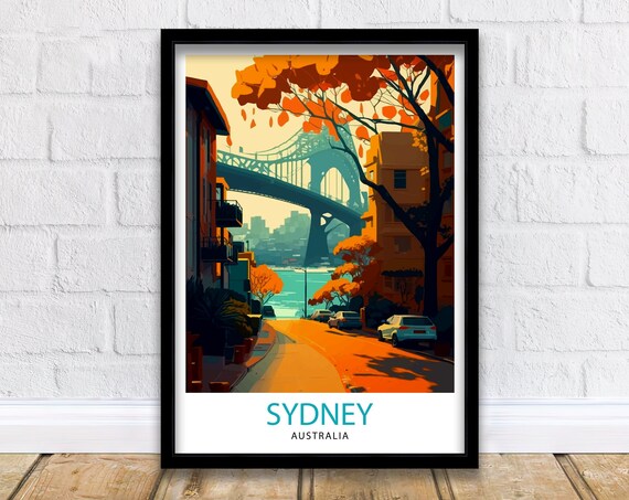 Sydney Australia Vintage Travel Poster, Home Decor