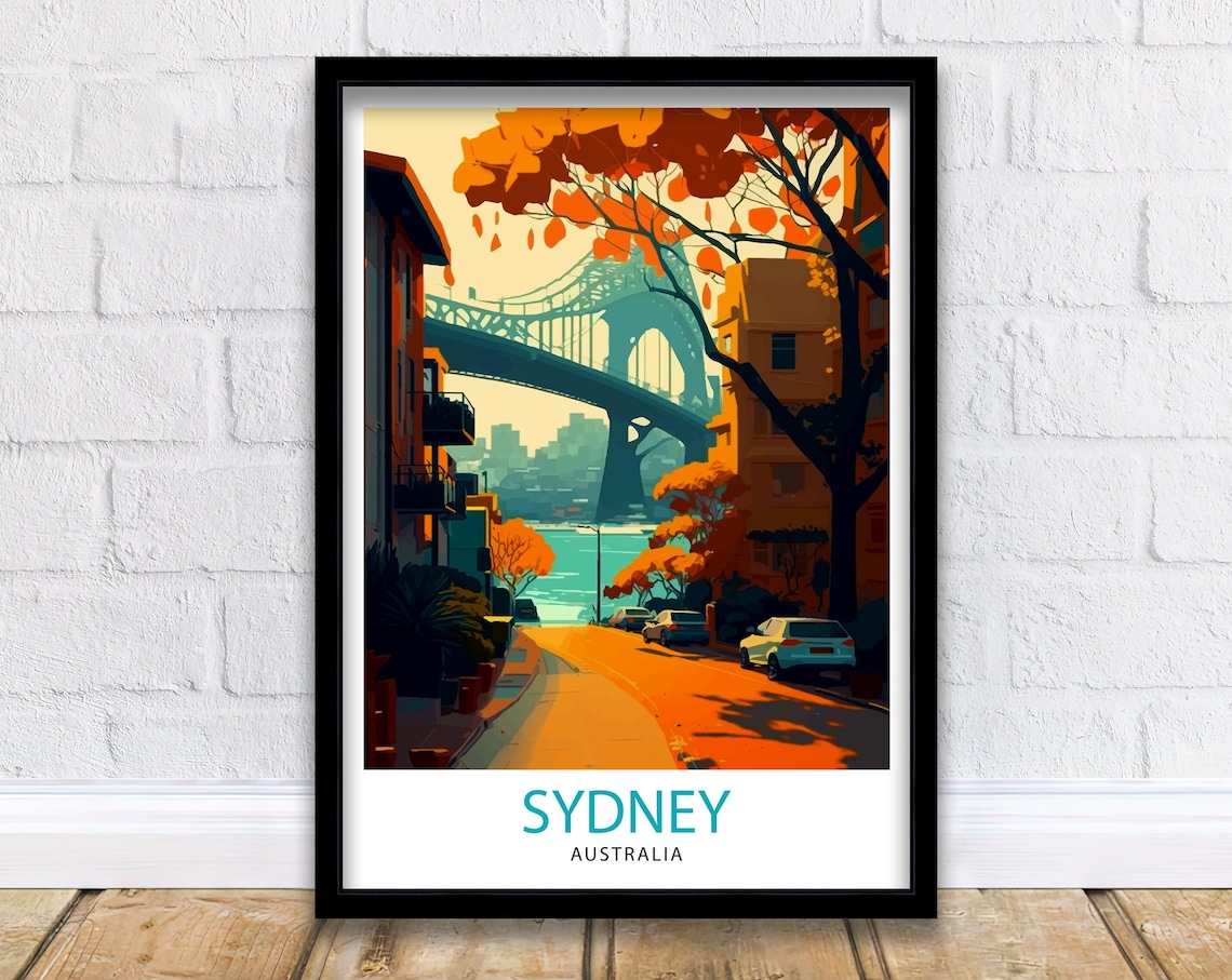 Sydney Australia Vintage Travel Poster, Home Decor
