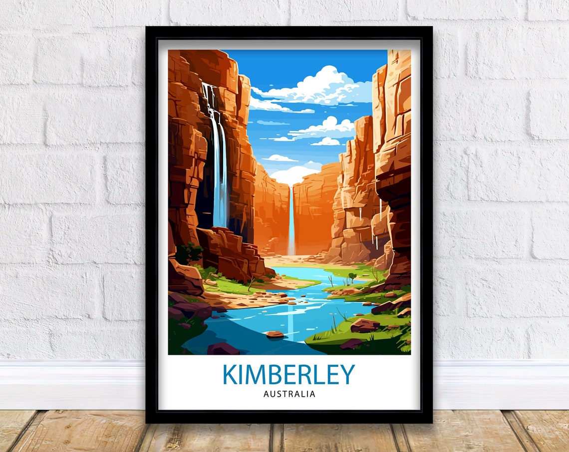 Kimberley Australia Red Rock Gorge Waterfall River Outback Art Poster
