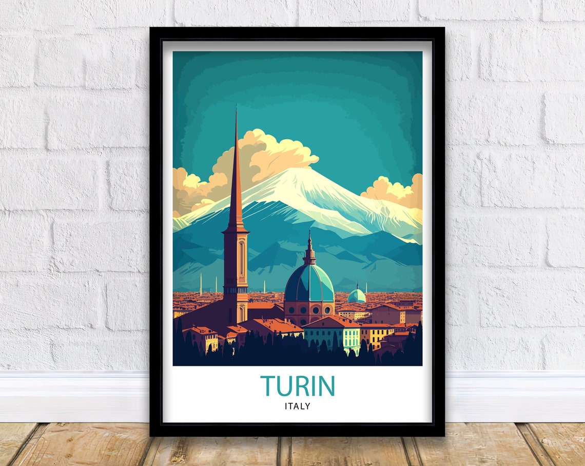 Turin Italy Travel Print Turin Wall Decor Turin Home Living Decor Turin Italy Illustration Travel Poster Gift For Turin Italy Home Decor