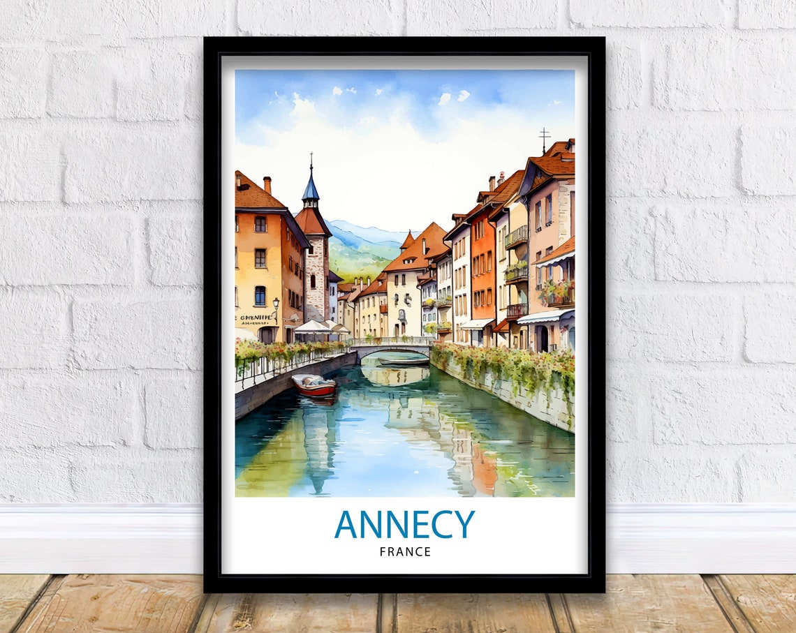 Annecy France Travel Print Annecy Wall Decor Annecy Poster French Travel Prints Annecy Art Print Annecy Illustration Annecy Wall Art