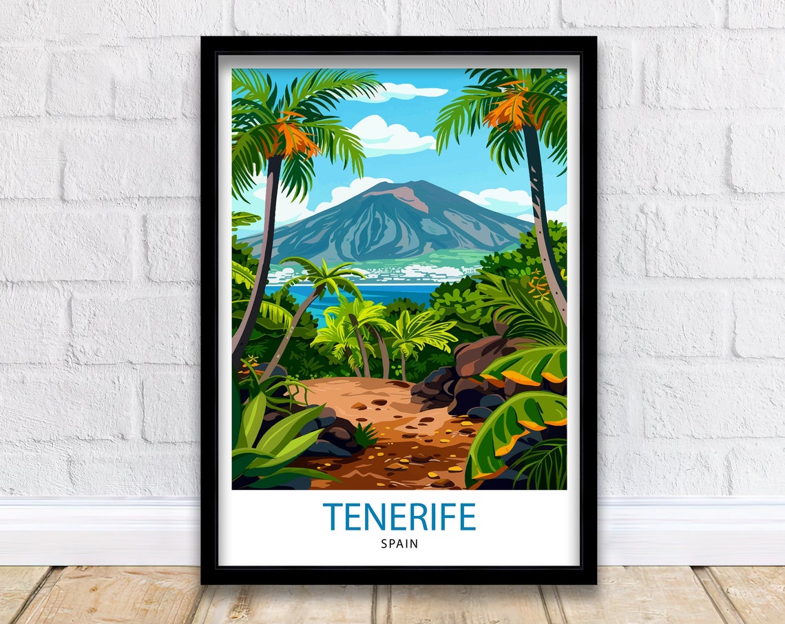 Tenerife Spain Travel Print Tenerife Wall Decor Tenerife Home Living Decor Tenerife Illustration Travel Poster Gift For Tenerife Spain Home