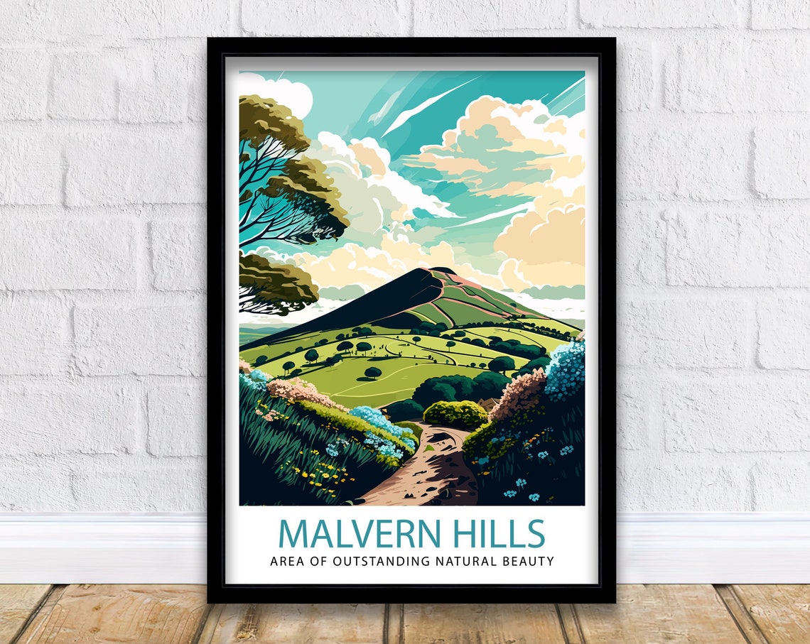 Malvern Hills Worcestershire Beacon Rolling Countryside View Poster