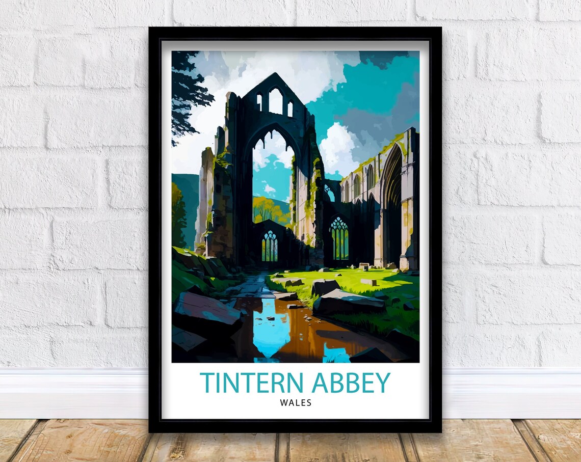 Tintern Abbey Wales Travel Poster, Travel Art