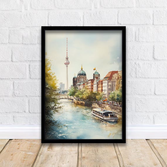Berlin Germany Watercolor Skyline Art Print