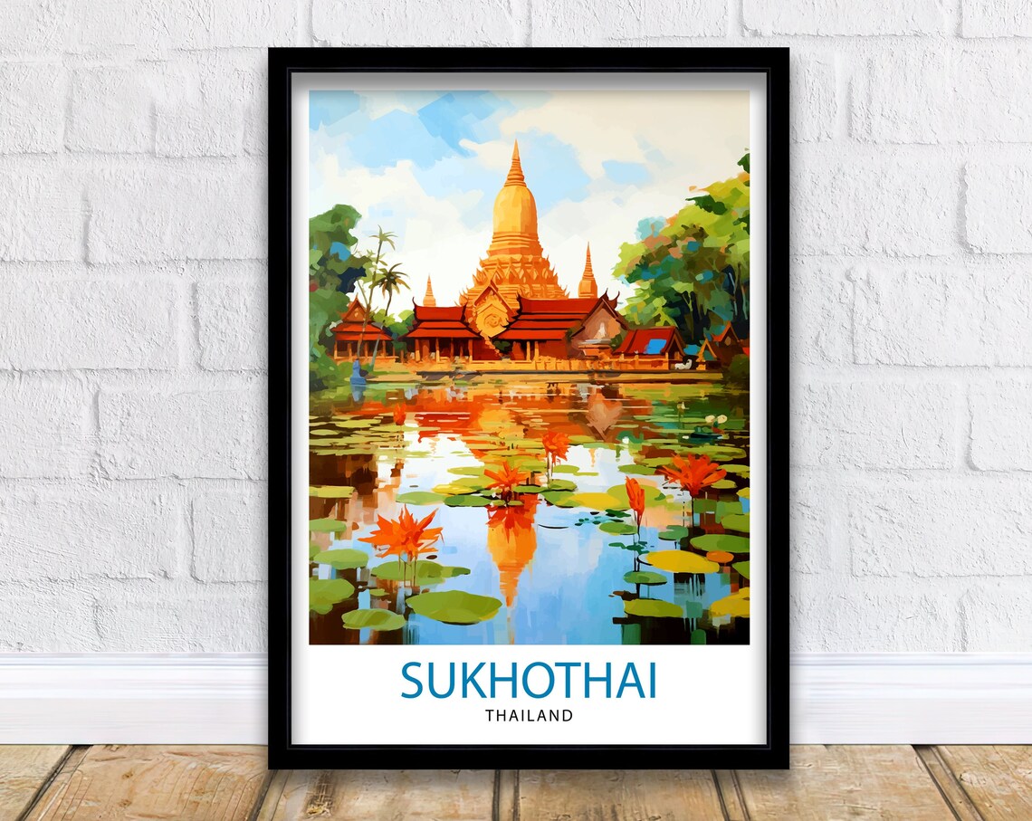 Sukhothai Thailand Travel Poster, Travel Wall Decor