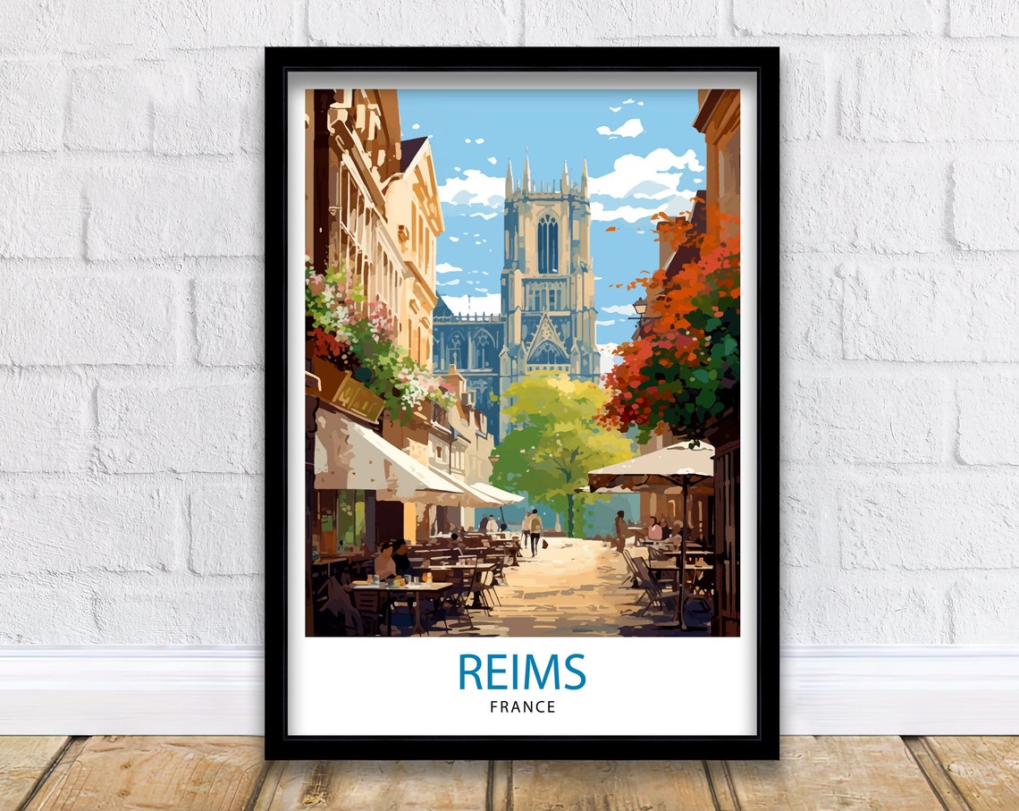 Reims France Travel Print Reims Wall Decor Reims Home Living Decor Reims France Illustration Travel Poster Gift For Reims France Home Decor