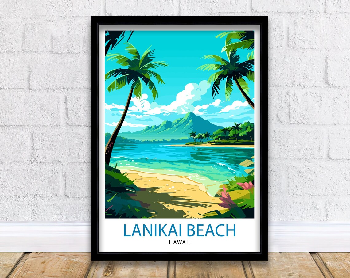 Lanikai Beach Hawaii Travel Poster, Lanikai
