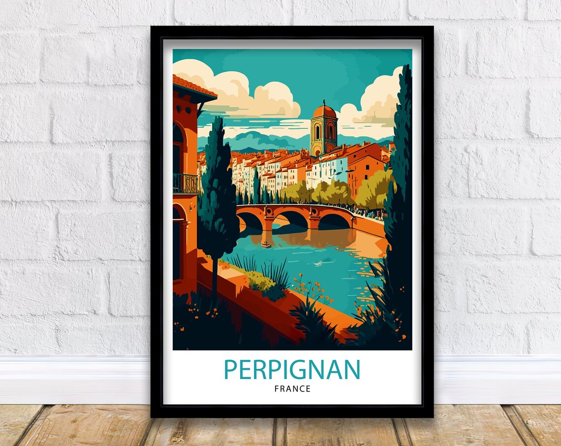 Perpignan France Travel Poster, City Wall Decor