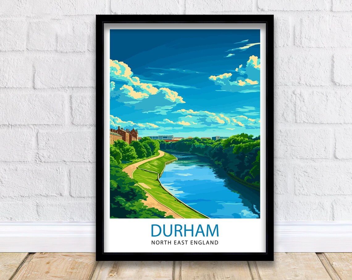 Durham England River Wear Bend Green Banks Path Travel Poster