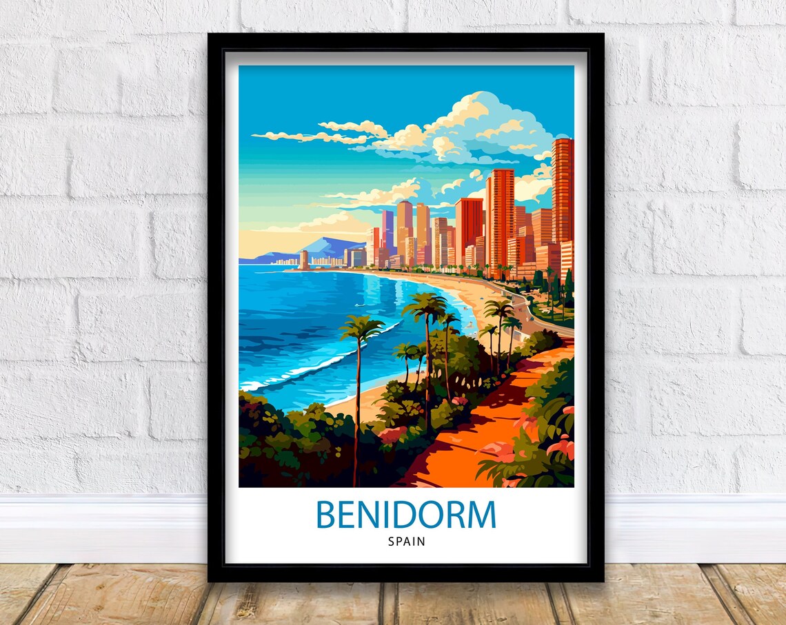 Benidorm Spain Travel Poster, Home Decor
