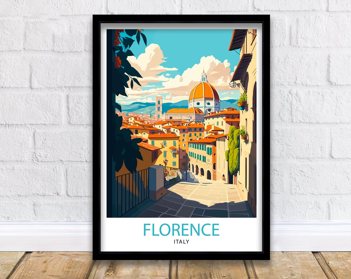 Florence Italy Illustration Travel Poster, Home Decor