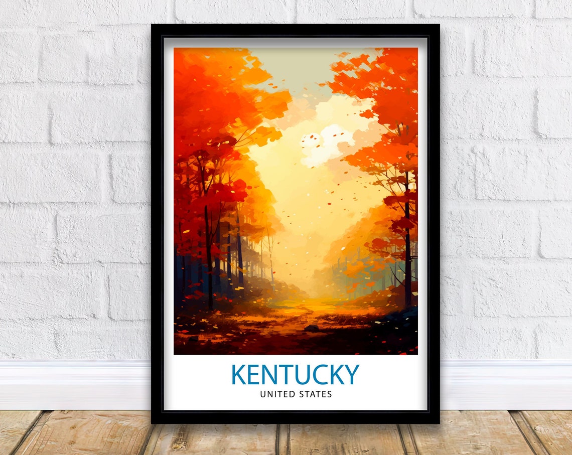 Kentucky Usa Travel Print Kentucky Wall Decor Kentucky Poster Usa Travel Prints Kentucky Art Print Kentucky Illustration Kentucky Wall Art
