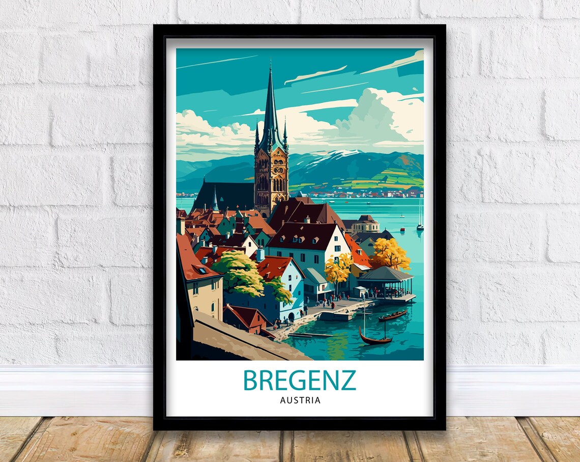 Bregenz Austria Travel Poster, Europe Wall Art Print